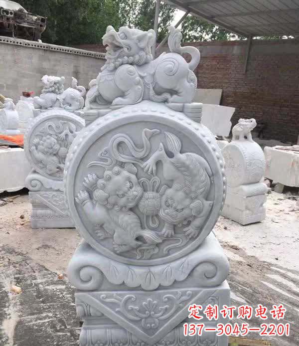嘉兴大理石狮子抱鼓石雕塑