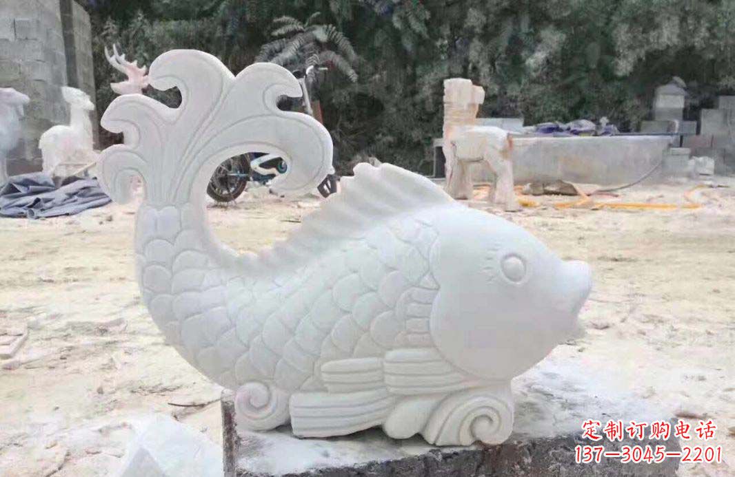 嘉兴大理石鱼喷泉雕塑装置