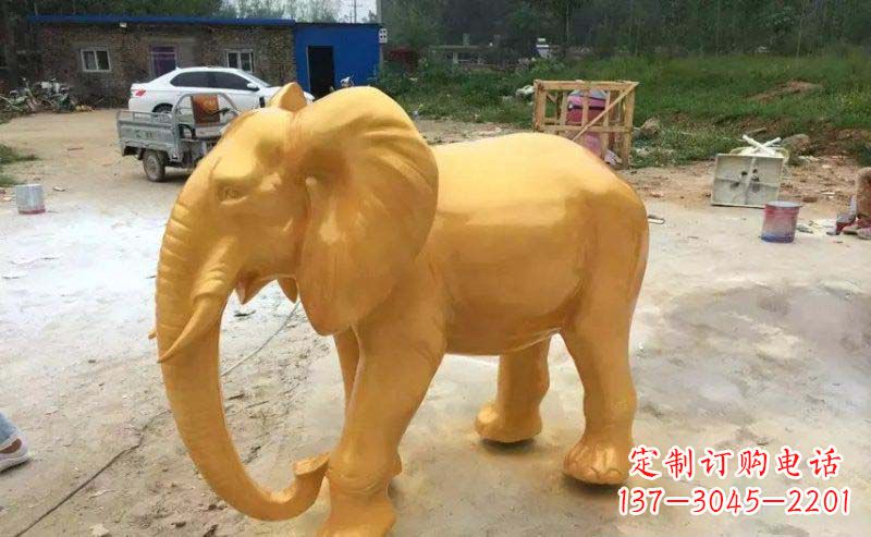 嘉兴精美的大象玻璃钢仿铜雕塑