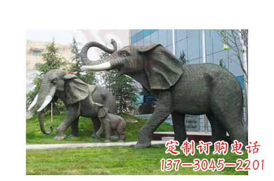嘉兴精美铜雕大象一家三口