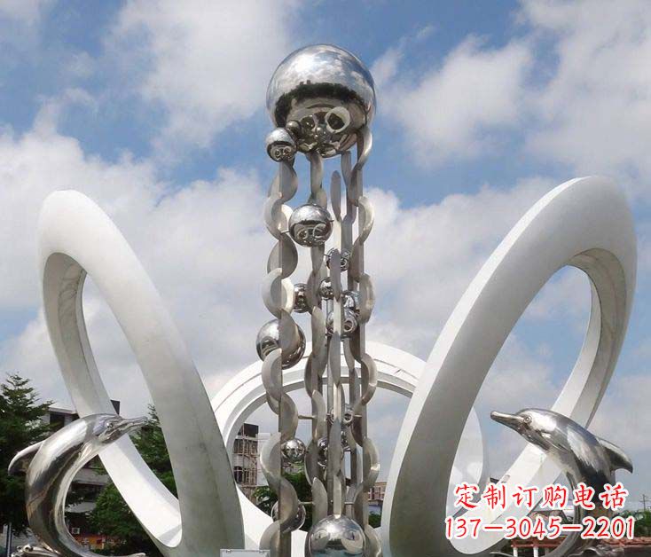嘉兴精致不锈钢海豚雕塑