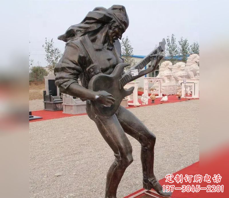 嘉兴弹吉他广场小品人物铜雕
