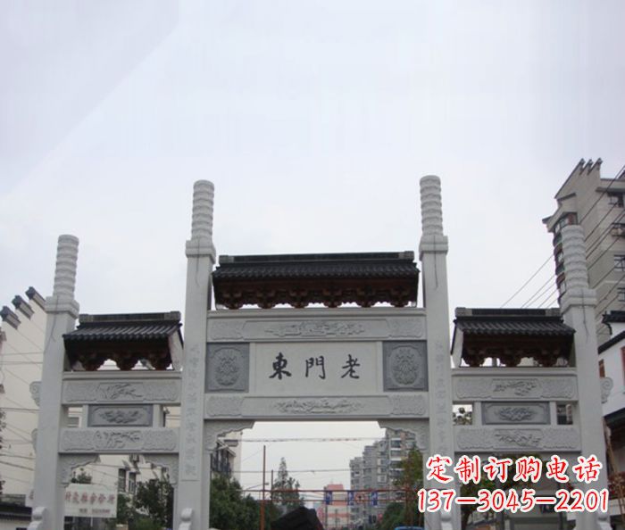 嘉兴精美三门石牌坊雕塑