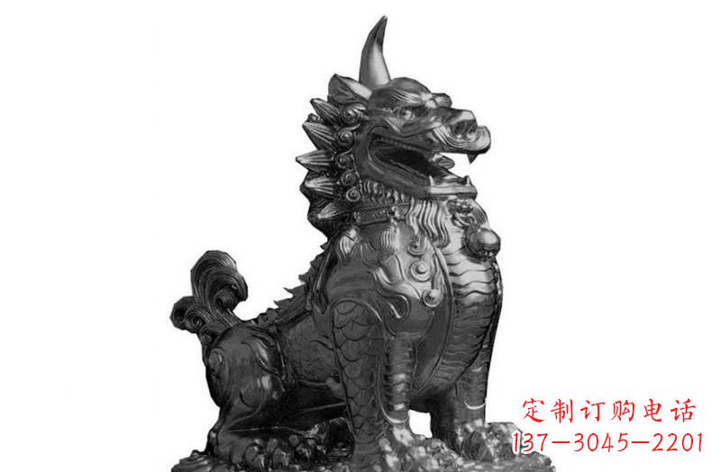 嘉兴独角兽铜雕塑,精美细腻传统工艺
