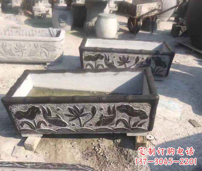 嘉兴精美仿古石水缸雕塑