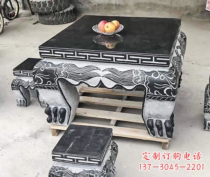 嘉兴中领雕塑方形仿古石桌凳