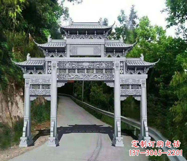 嘉兴仿古三门牌坊石雕