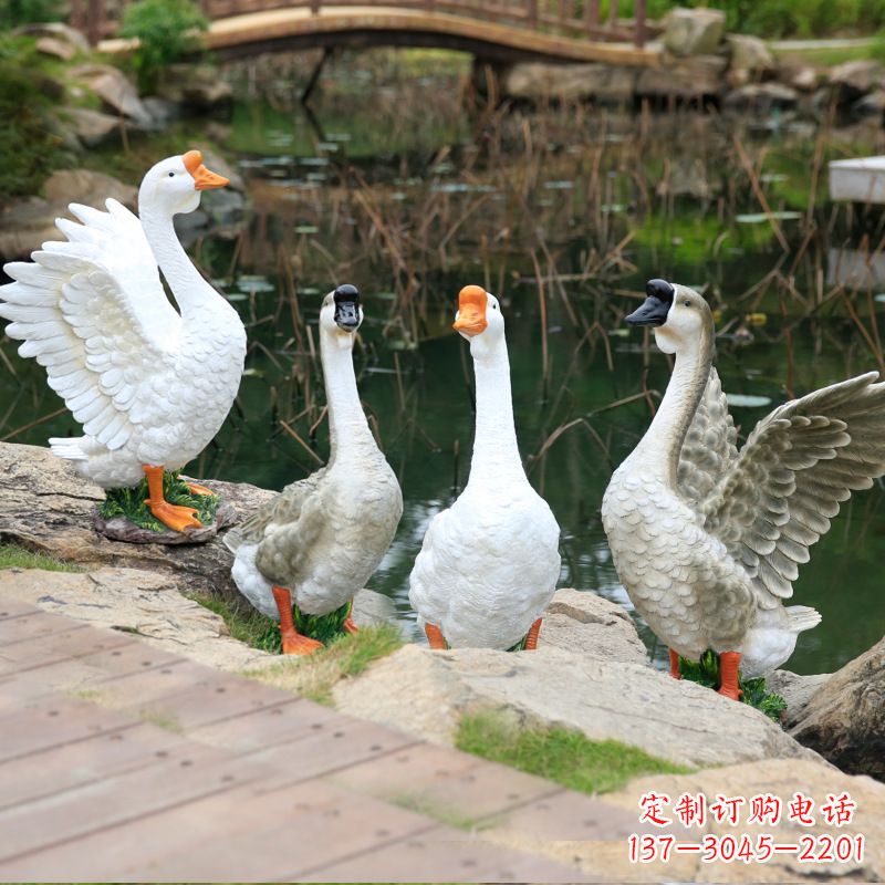 嘉兴仿真大白鹅摆件花园庭院农场动物雕塑摆件