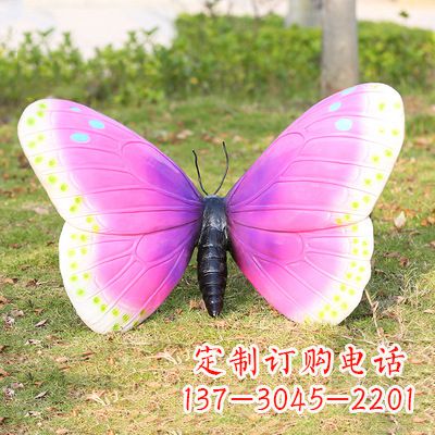 嘉兴紫白色仿真蝴蝶雕塑
