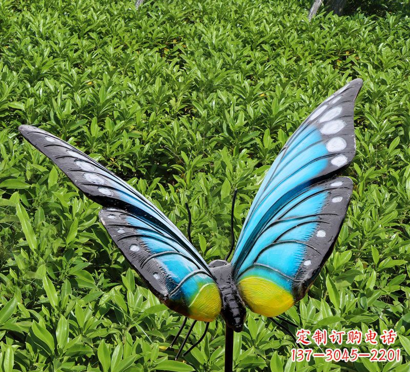 嘉兴仿真蝴蝶插件,玻璃钢公园昆虫雕塑