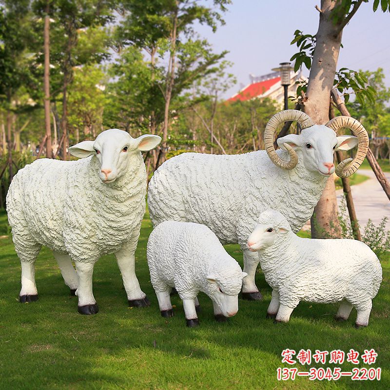 嘉兴乡村绵羊雕塑 – 农家院庭院仿真动物摆件