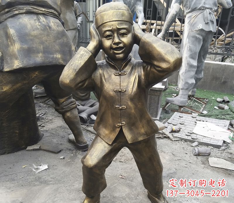 嘉兴儿童放鞭炮铜雕