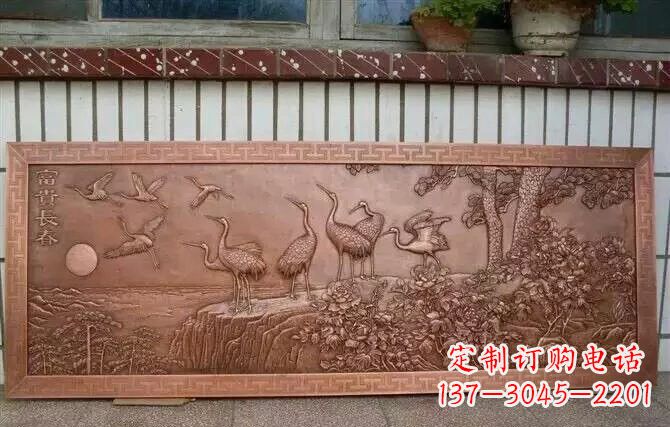 嘉兴富贵仙鹤浮雕锻铜雕塑