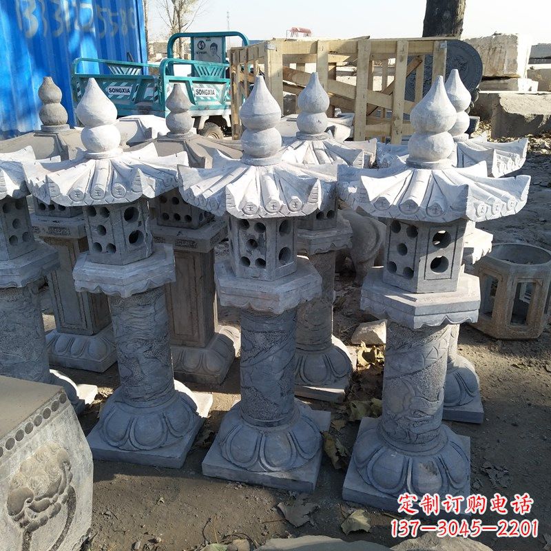 嘉兴高墩青石中式灯笼雕塑