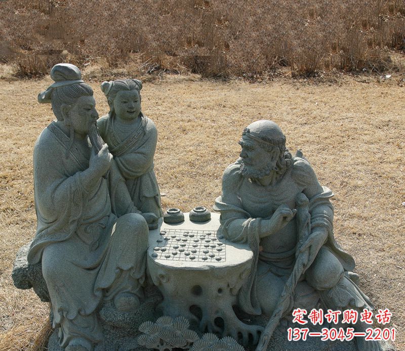 嘉兴八仙下棋铜雕塑