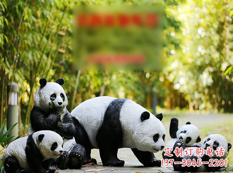 嘉兴玻璃钢仿真熊猫雕塑