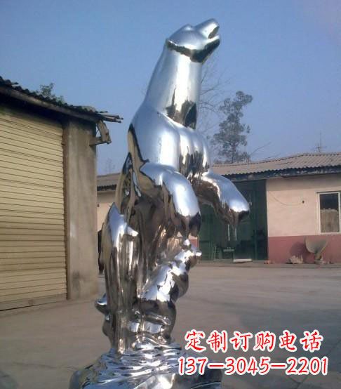 嘉兴公园不锈钢抽象北极熊动物雕塑