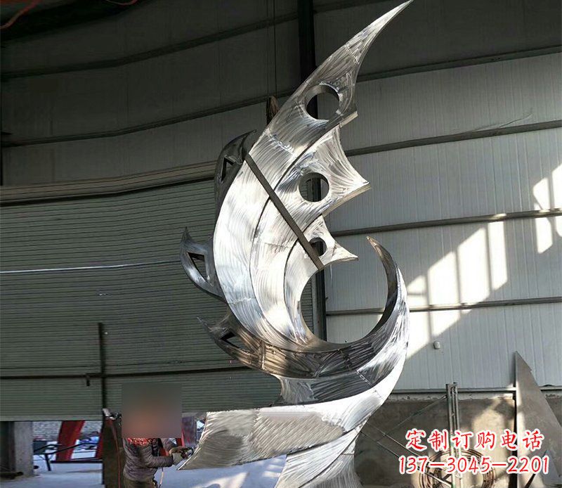 嘉兴公园不锈钢抽象凤凰景观雕塑 (3)