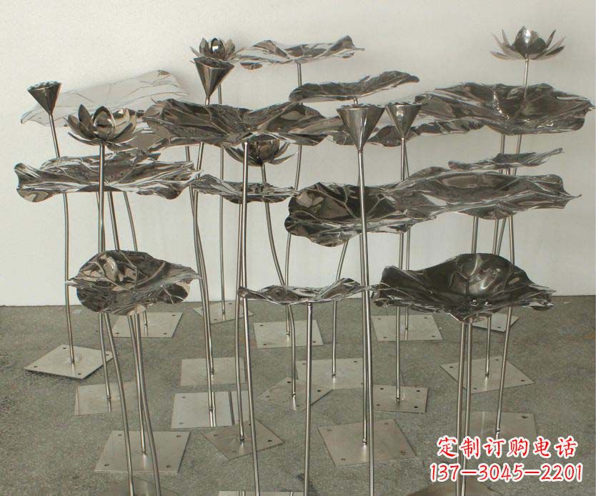 嘉兴精美装饰不锈钢莲叶雕塑
