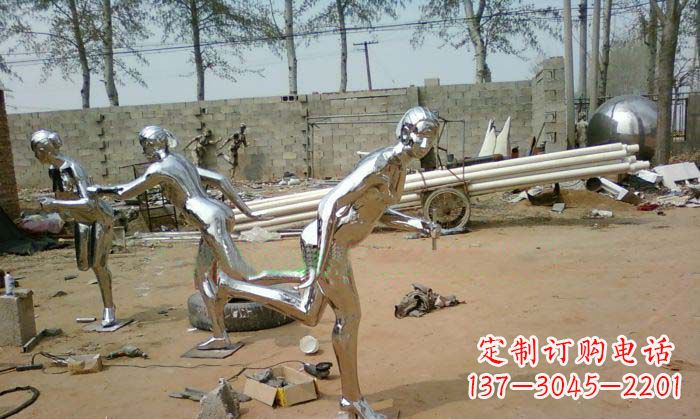 嘉兴精致美丽的不锈钢跑步女孩雕塑