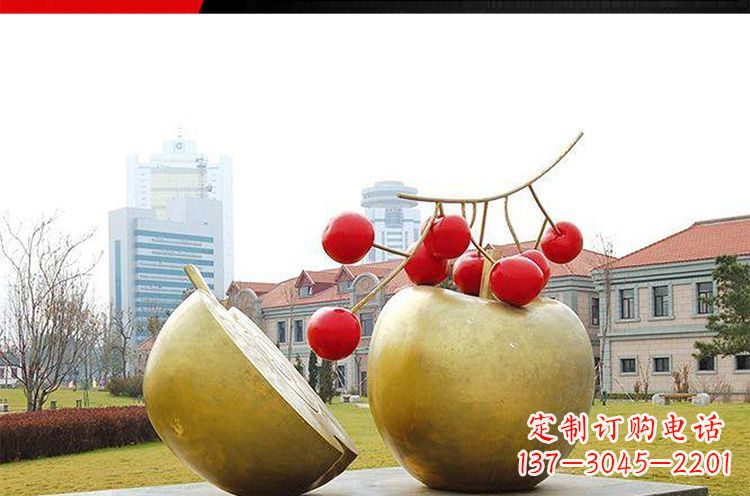 嘉兴公园不锈钢苹果樱桃雕塑