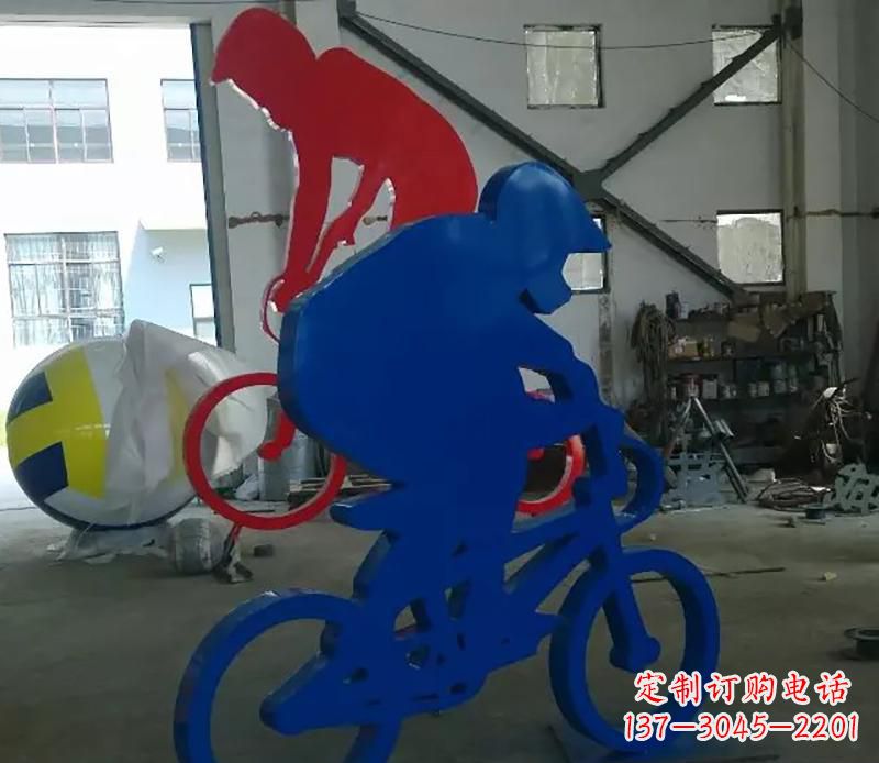 嘉兴公园不锈钢骑自行车运动人物雕塑
