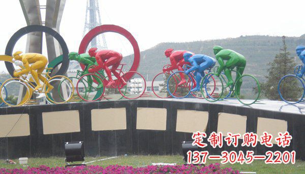 嘉兴品味传统,扬帆未来——不锈钢骑自行车雕塑
