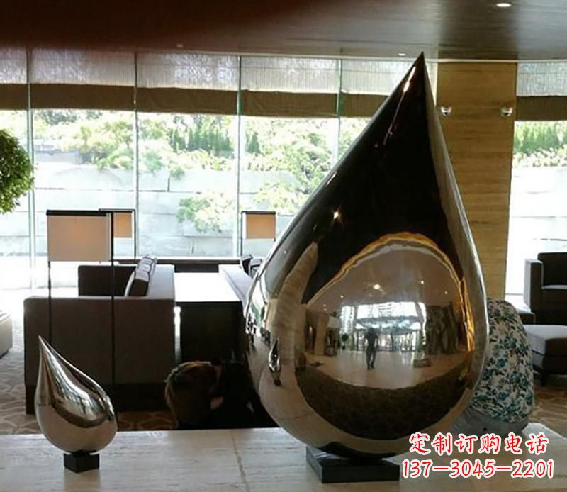 嘉兴公园不锈钢水滴球景观雕塑
