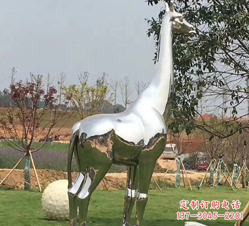 嘉兴公园不锈钢长颈鹿雕塑