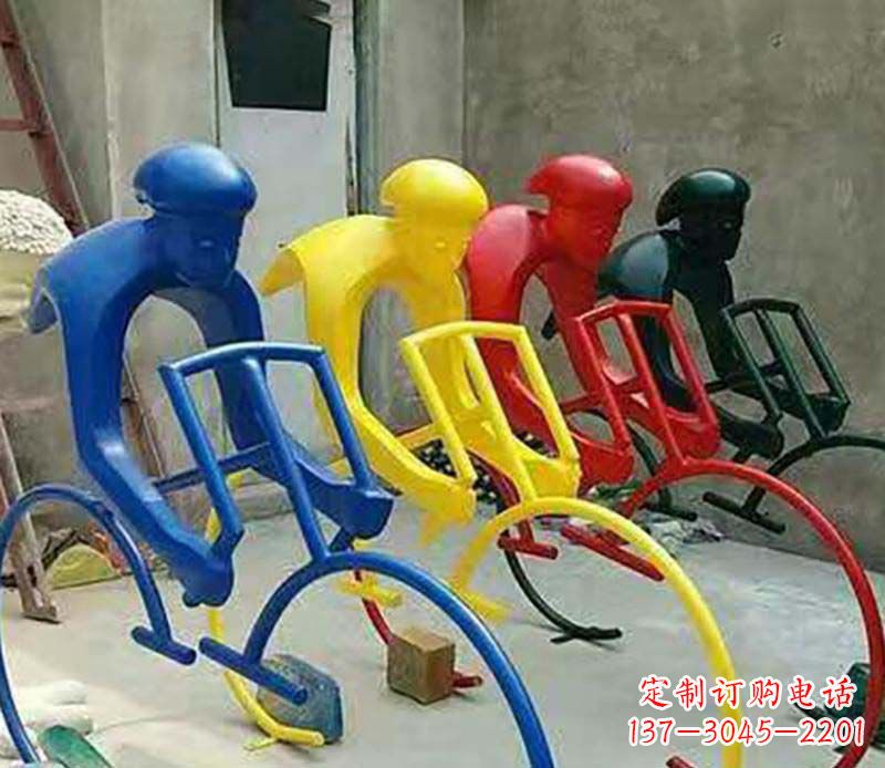 嘉兴不锈钢自行车运动人物景观雕塑