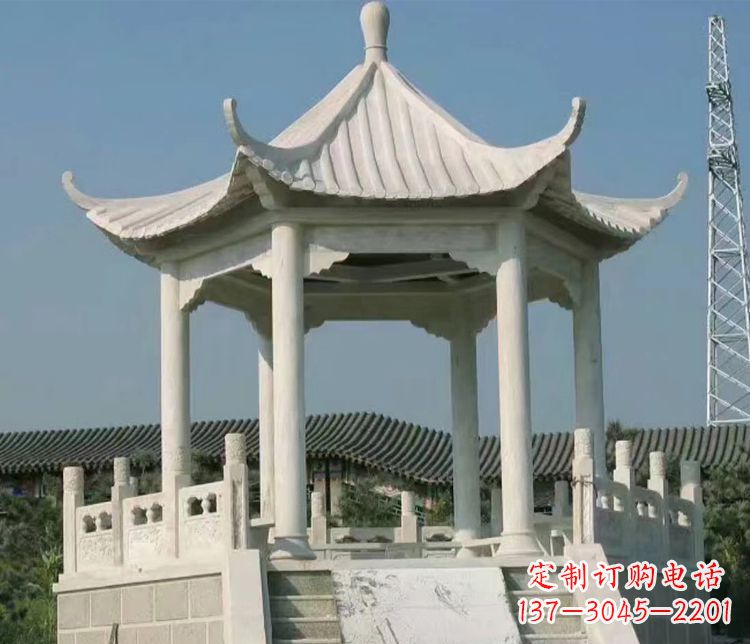 嘉兴公园大理石六角石雕凉亭 (3)