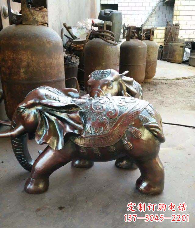 嘉兴 精美的铜质大象招财雕塑