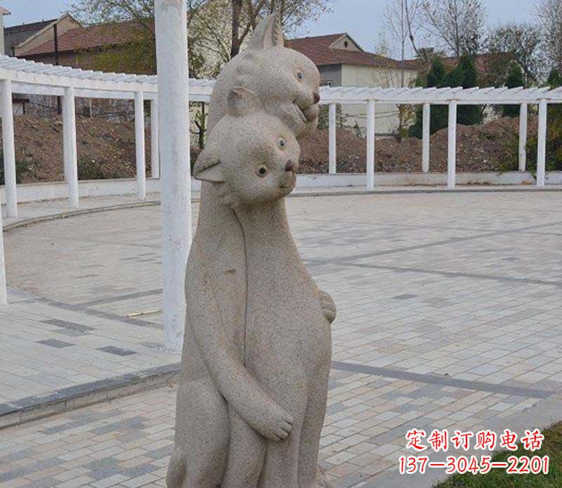 嘉兴公园动物小猫石雕