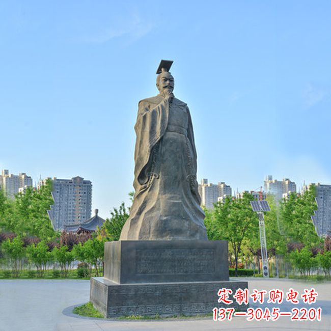 嘉兴公园广场历史名人,青石隋文帝杨坚雕塑