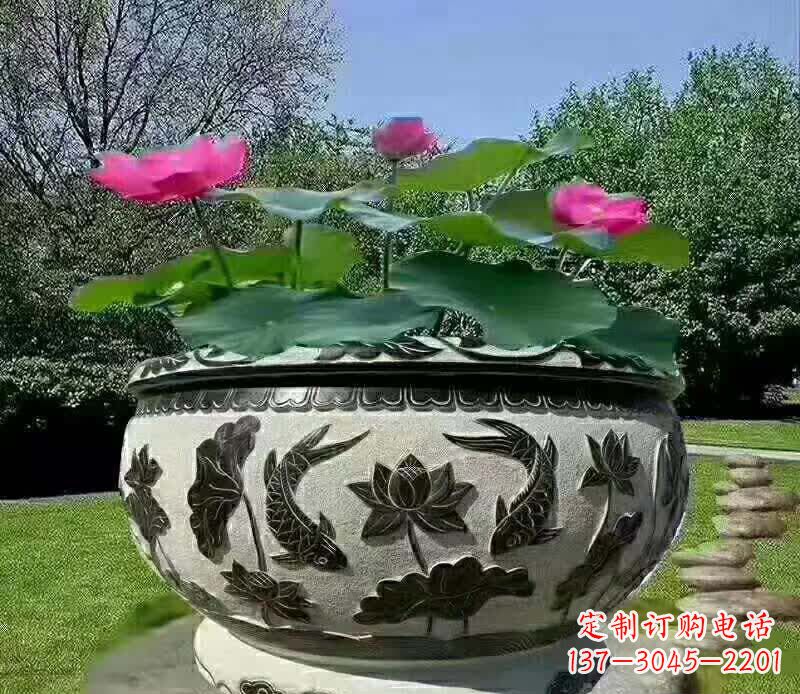嘉兴唯美鲤鱼水缸雕塑