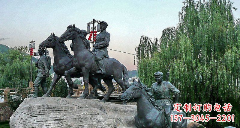 嘉兴公园红军骑马景观铜雕