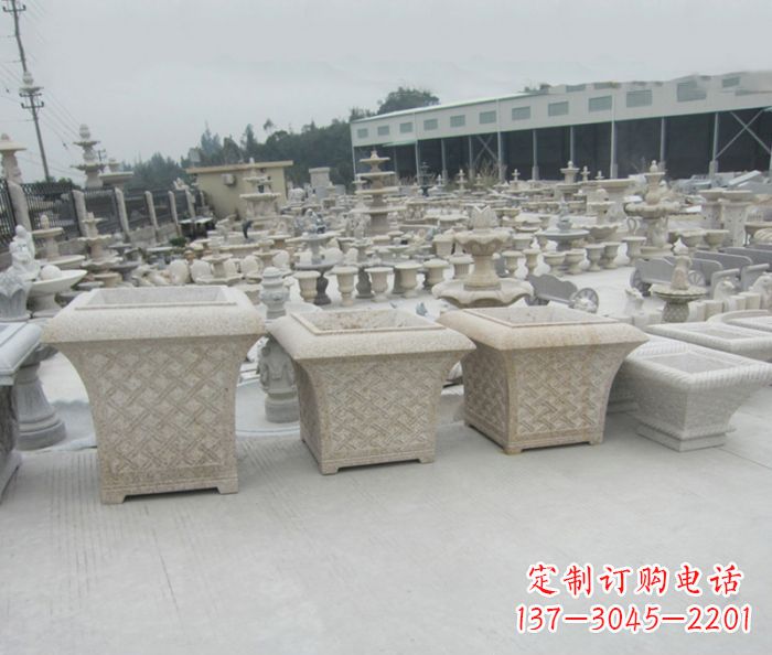 嘉兴优雅花盆大理石雕塑