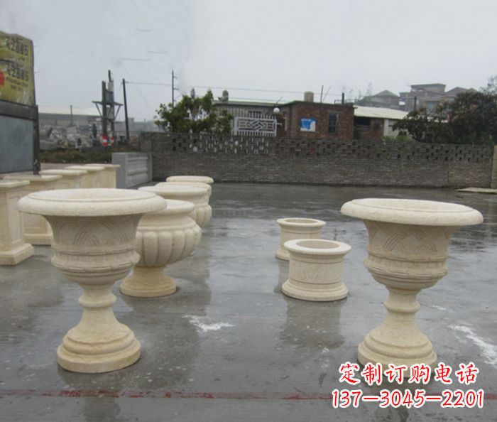 嘉兴完美绽放——大理石花盆石雕