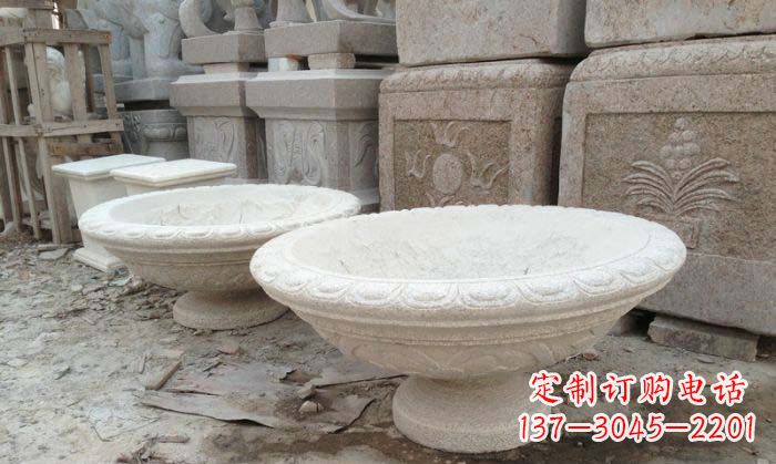 嘉兴细腻雅致的大理石花盆石雕