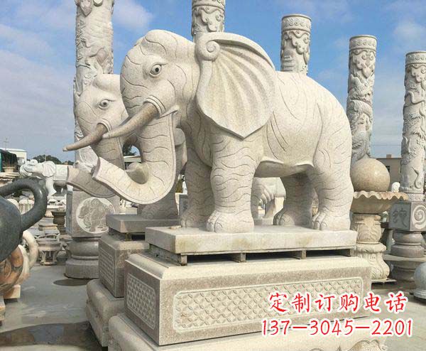 嘉兴大理石招财大象雕塑