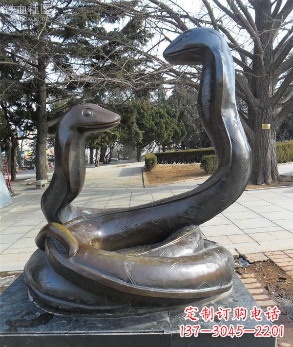 嘉兴公园景观动物蛇铜雕