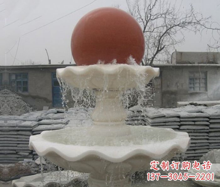 嘉兴公园景观汉白玉风水球喷泉石雕