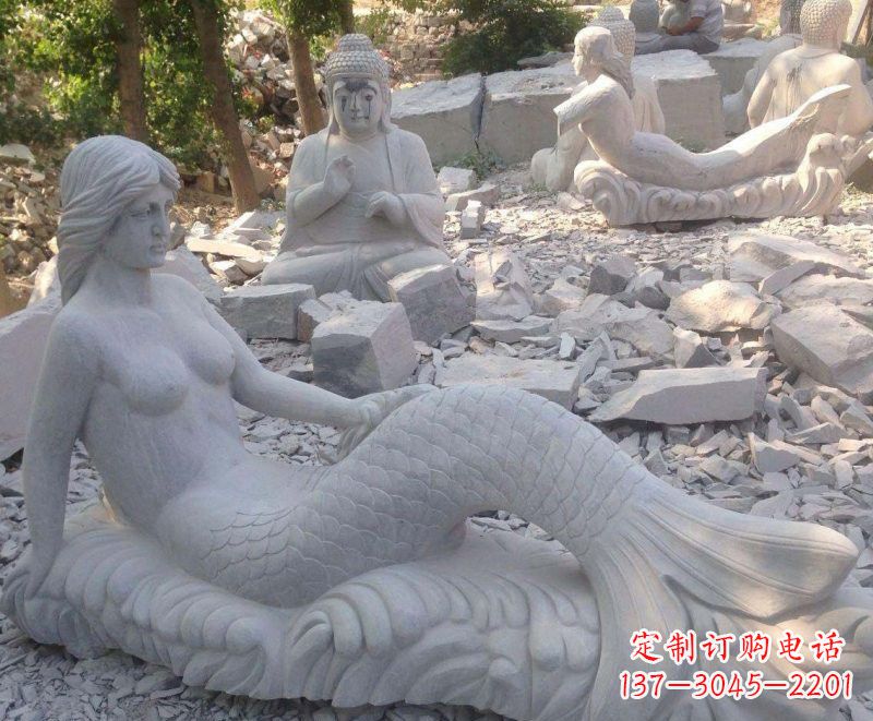嘉兴艺术精美美人鱼石雕