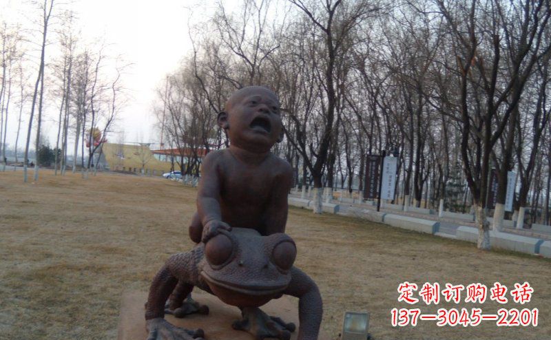 嘉兴中领雕塑铸造的可爱萌趣青蛙铜雕