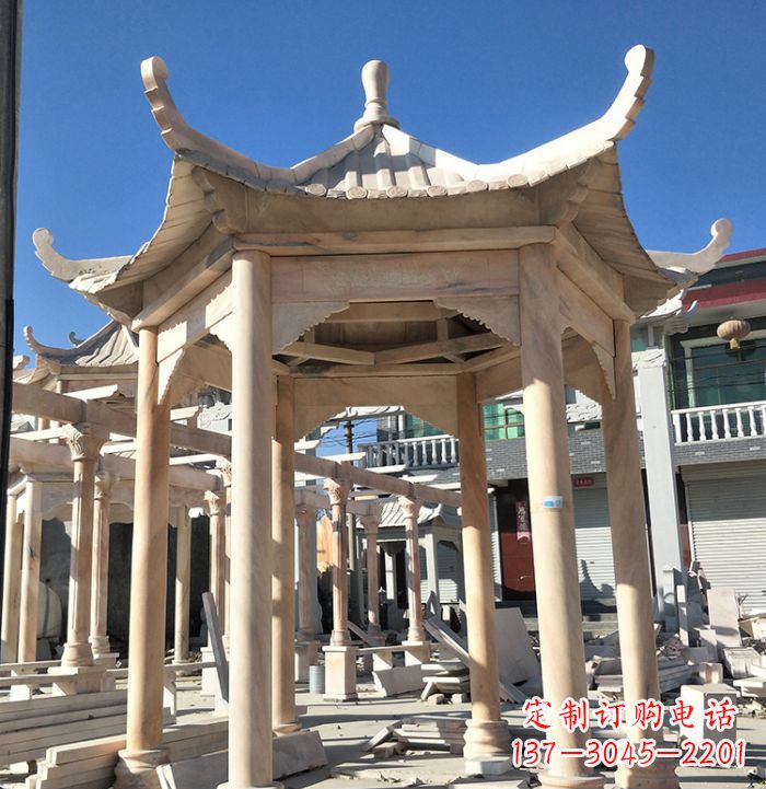 嘉兴公园晚霞红凉亭雕塑