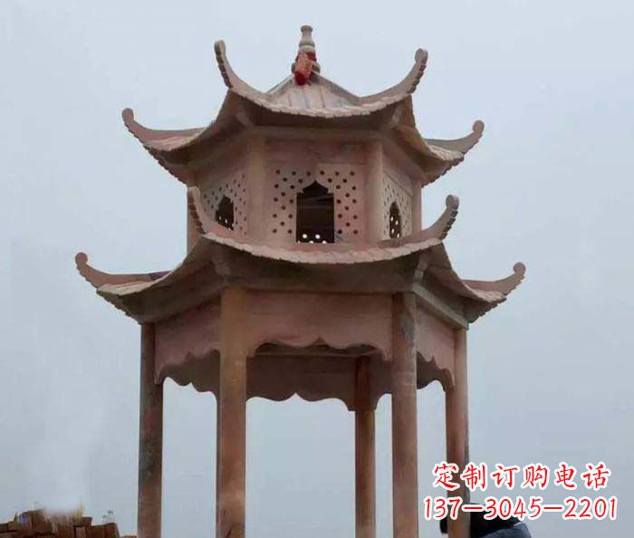 嘉兴中领雕塑双层六角石雕凉亭