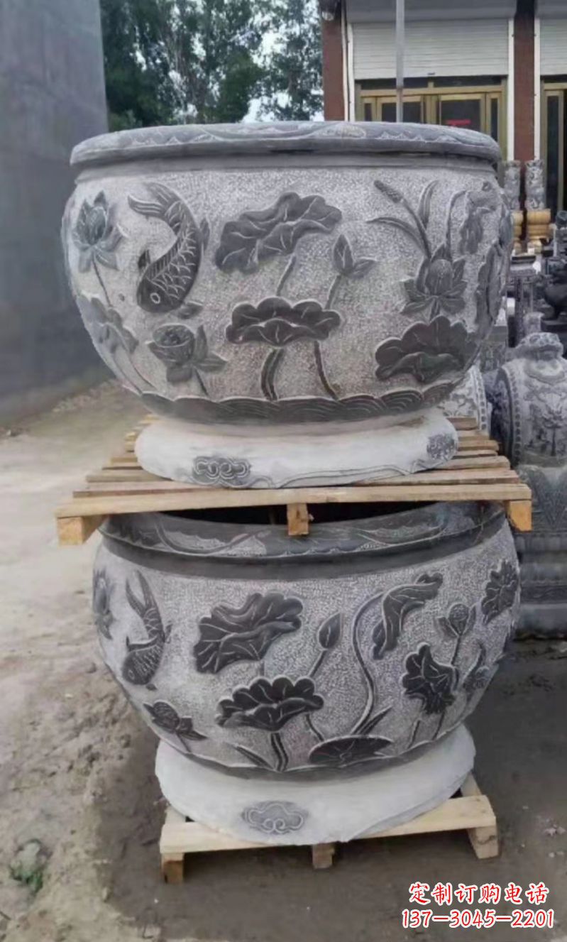 嘉兴精致的石头水缸雕塑,为您的公园小区增添美丽色彩
