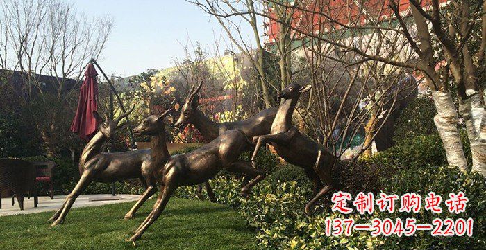 嘉兴公园铸铜小鹿动物铜雕 (3)