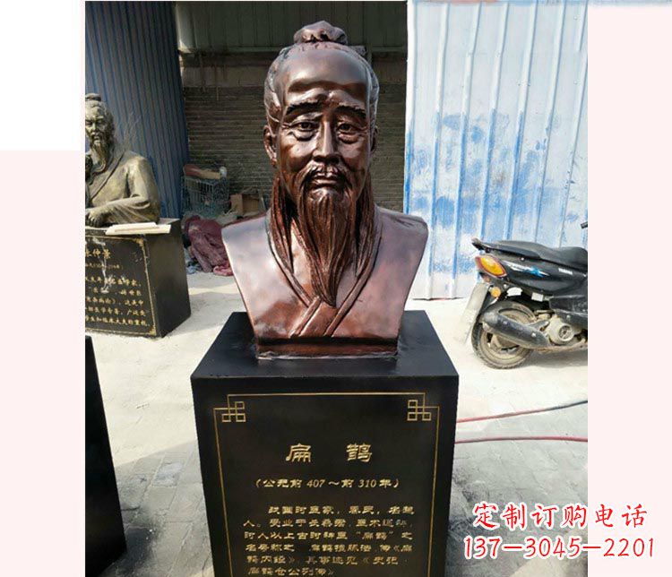 嘉兴古代名医扁鹊胸像铜雕