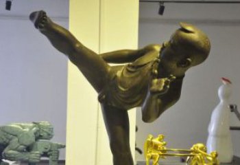 嘉兴领雕塑男孩练功夫铜雕